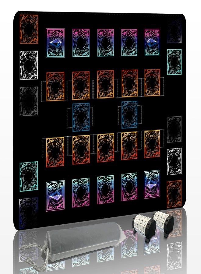 Extalas Stitched for Yugioh Playmat, 2-Player,Free Counters*2 & Storage Bag Master Rule Duel Field Zones, Large Card Game Mat, Original Art Designs & Accessories (Basic) - Image 1